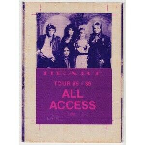 Vintage 1985 Heart Concert Backstage Pass All Access Laminate Card Sheet Cut